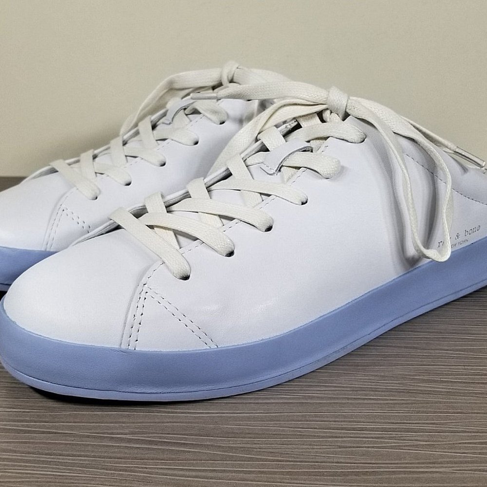 Rag and Bone RB1 Sneaker Mule, White Leather, Womens Size 10 / 40